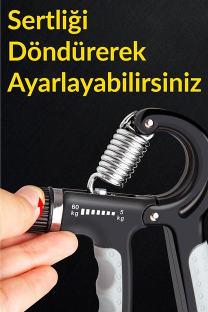 Sayaçlı El Yayı 5-60 Kg Bilek Güçlendirici Alet Ayarlanabilir Fitness Egzersiz Siyah