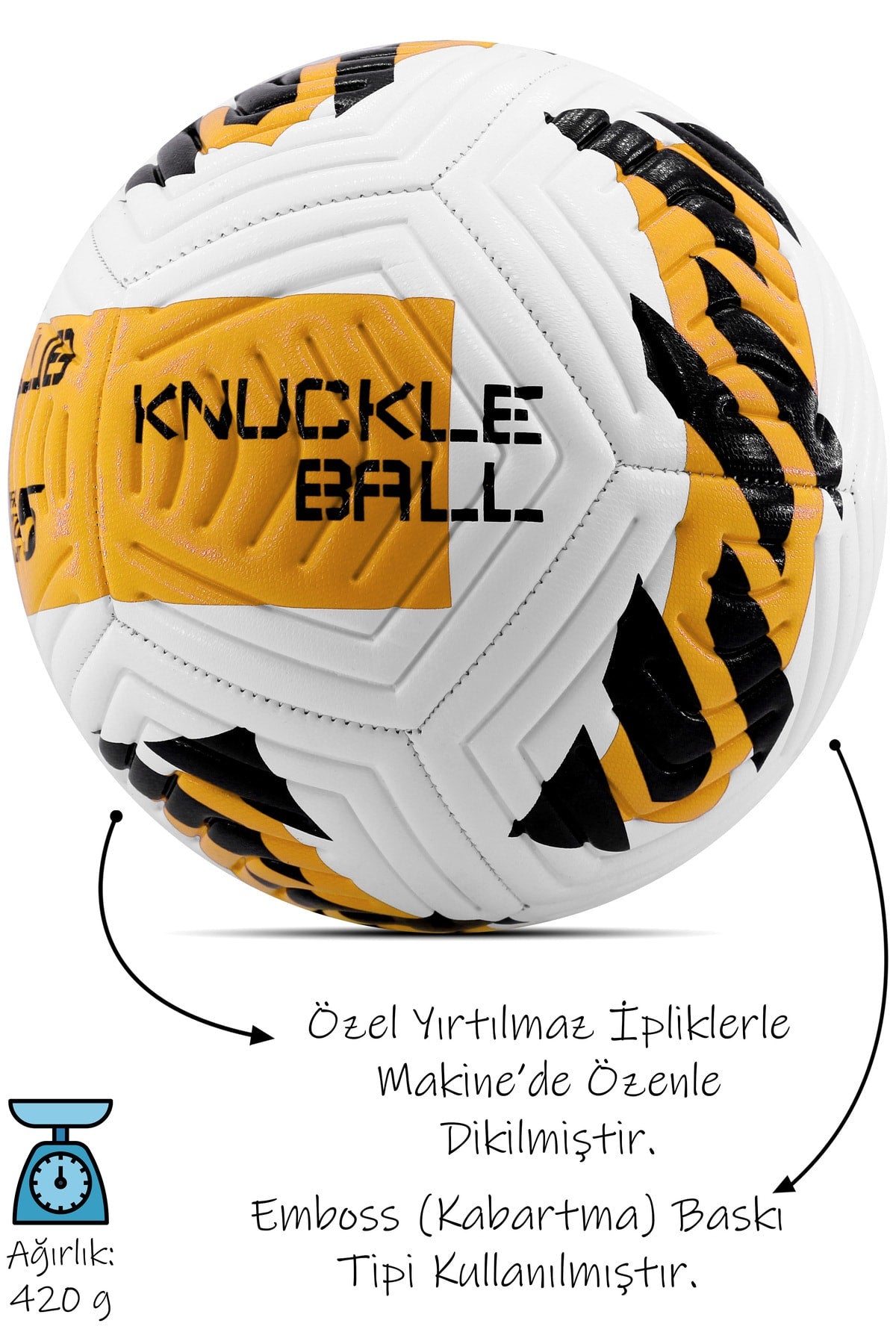 Futbol Topu 3'lü Set Pompa Ve Tekmelik Set Sert Zemin Halı Saha Futbol Topu Turuncu Hibrit No:5