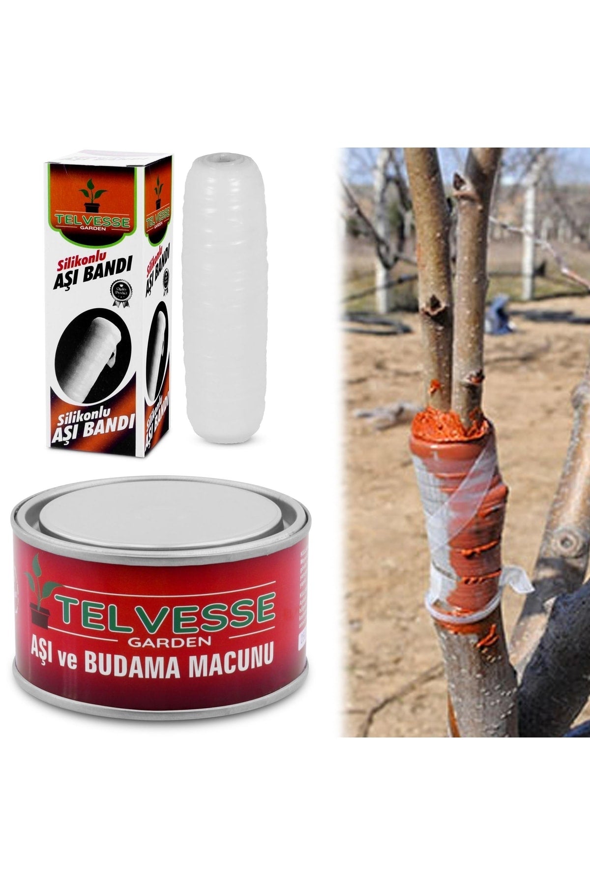 Aşı Bandı + Aşı Macunu 2'li Set Ağaç Budama Aşılama Macunu Bant Seti Aşılama Aleti