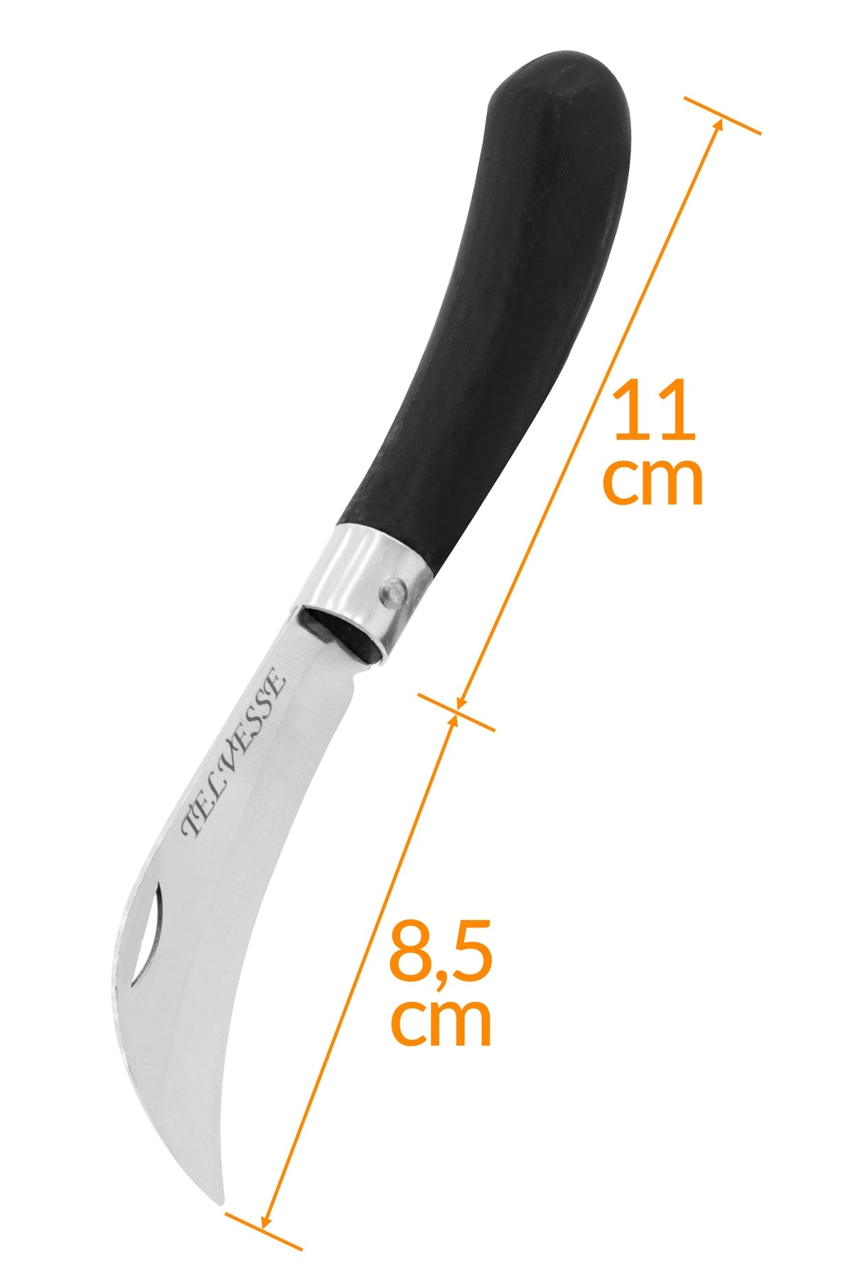 Desan Eğri Aşı Bıçağı Bağ Bıçağı Paslanmaz Ceviz Aşı Çakısı 20 Cm No 3 Siyah Plastik Saplı