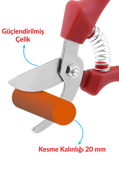 Aslankara Akman Budama Bağ Üzüm Makası Eğri Kırmızı 21 Cm