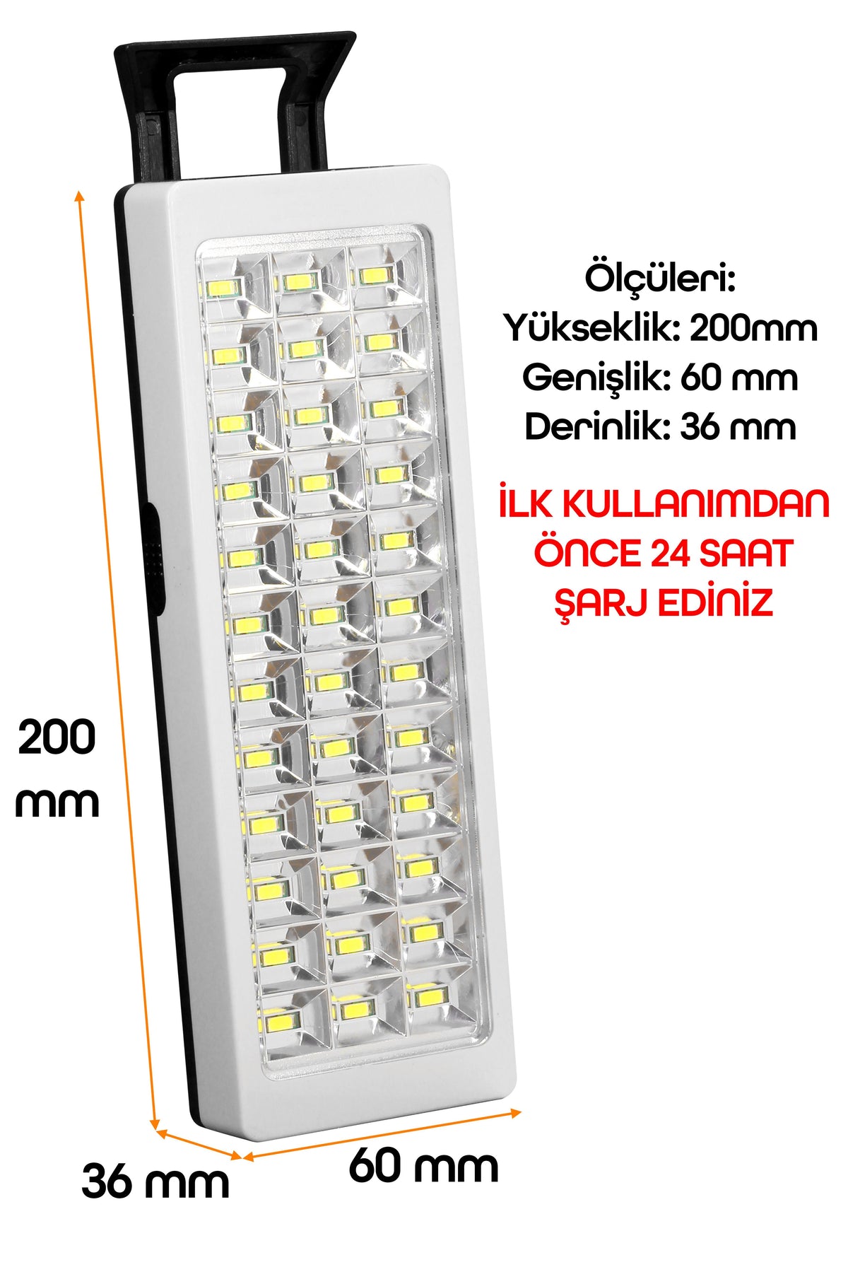 36 LED Şarjlı Işıldak POWER Lambası Otomatik Yanan Fener 2 Kademeli Elektrikli El Feneri 47733