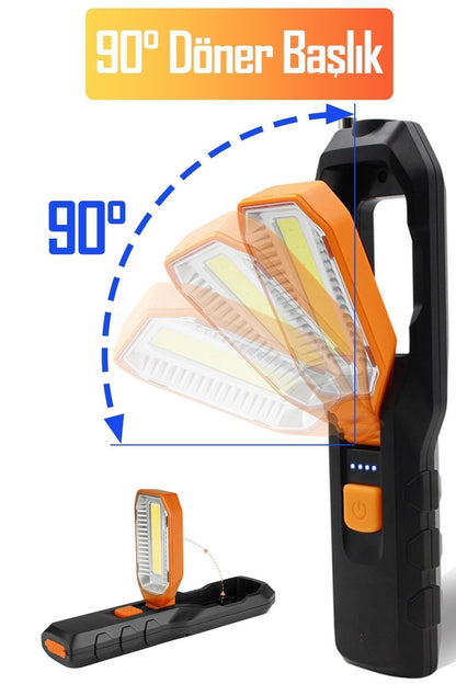El Feneri 4 Modlu 90° Akrobat LED Çalışma Işığı İş Lambası Darbeye Dayanıklı Mıknatıslı Fener 8W