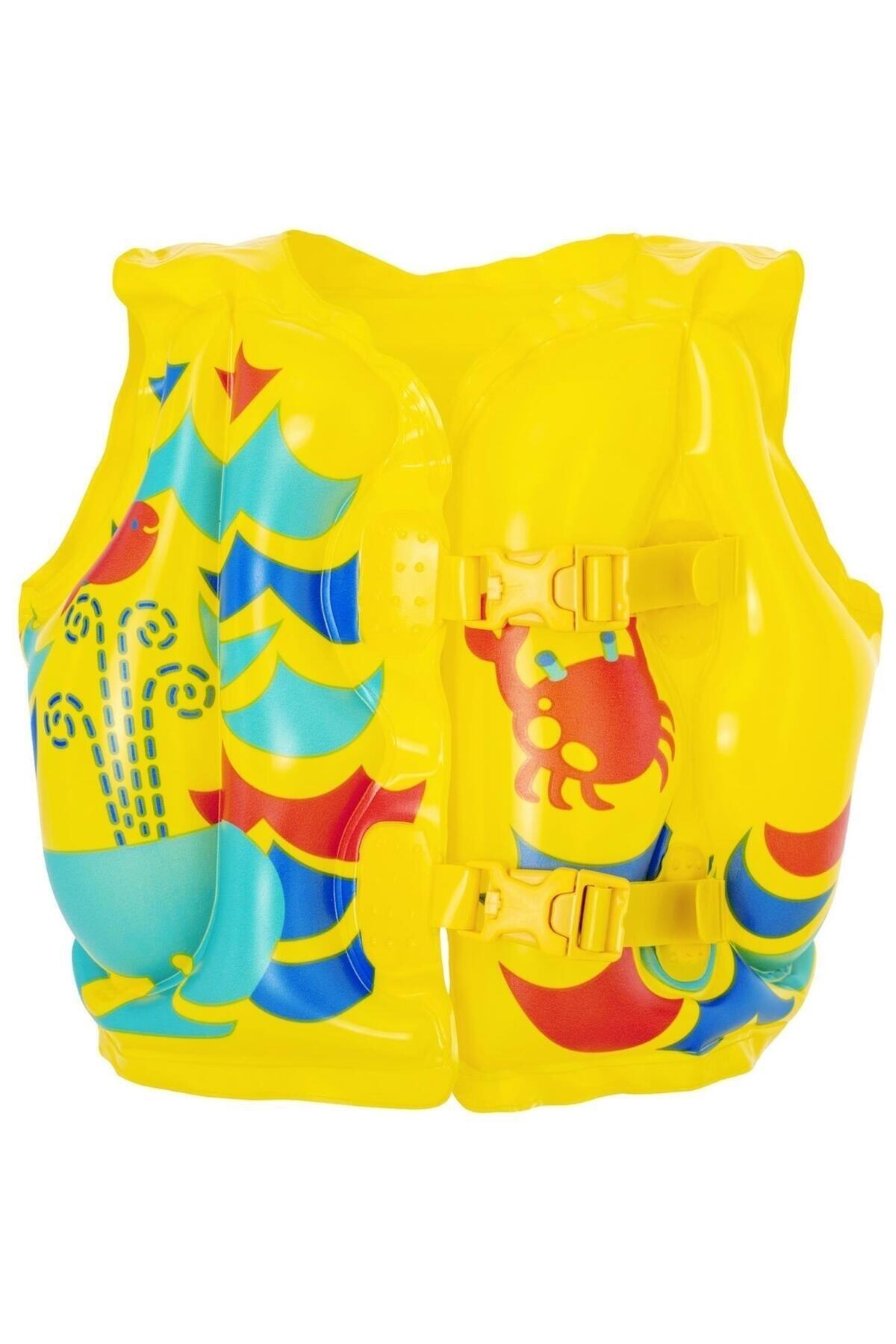 3-6 Yaş Çocuk Yüzme Yeleği Swimvest Şişme Yüzücü Havuz Yelek Can Yeleği Sarı 41x30 cm
