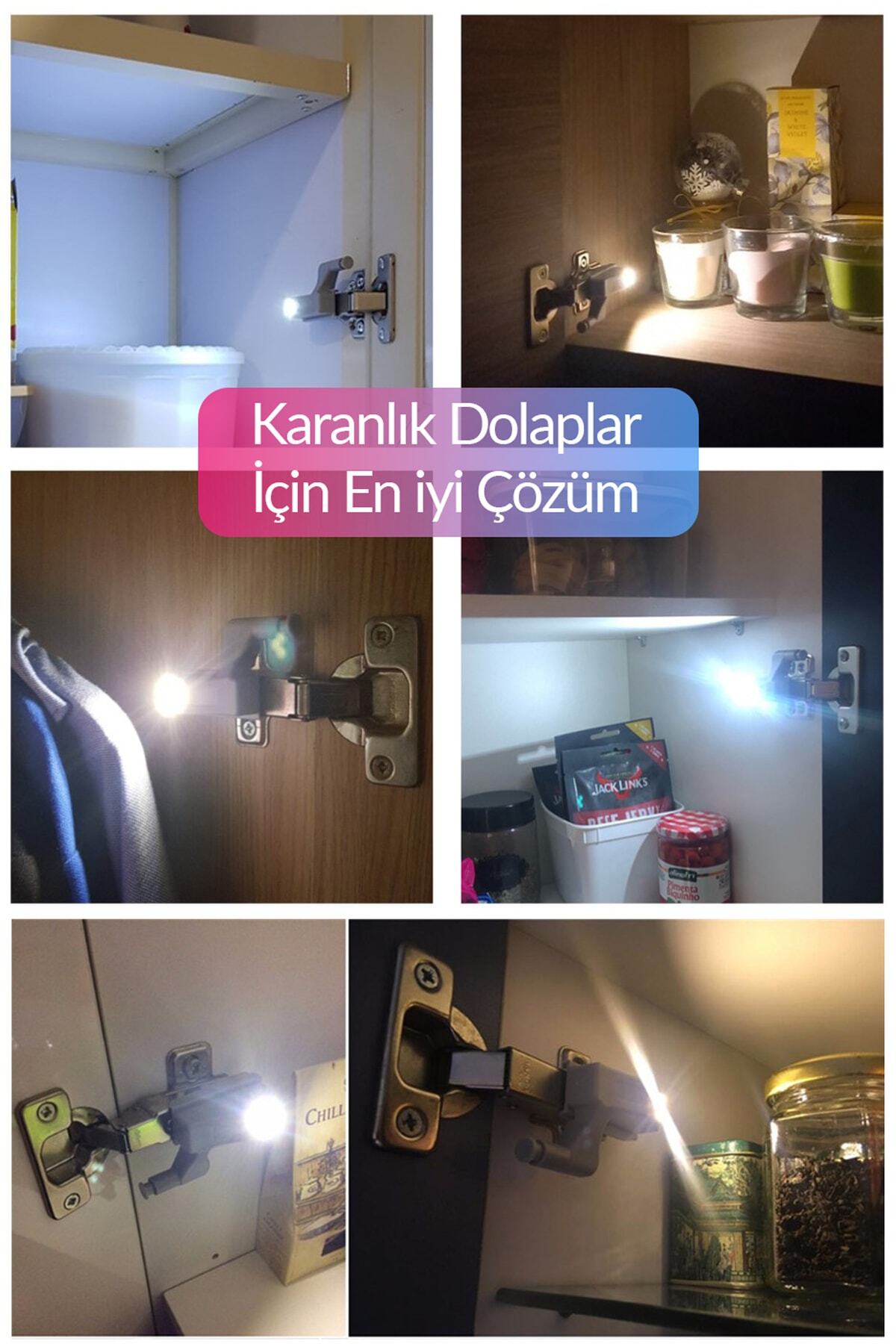 8'li Otomatik Dolap Lambası Mutfak Banyo Gardırop Çekmece Içi Aydınlatma Menteşe Lambası