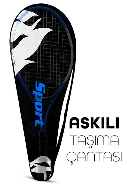 3lü SET Deluxe 21 İnç Çocuk Genç Tenis Raketi SETİ Çantalı Çocuk Tennis L2 Grip 53 cm Mavi 670