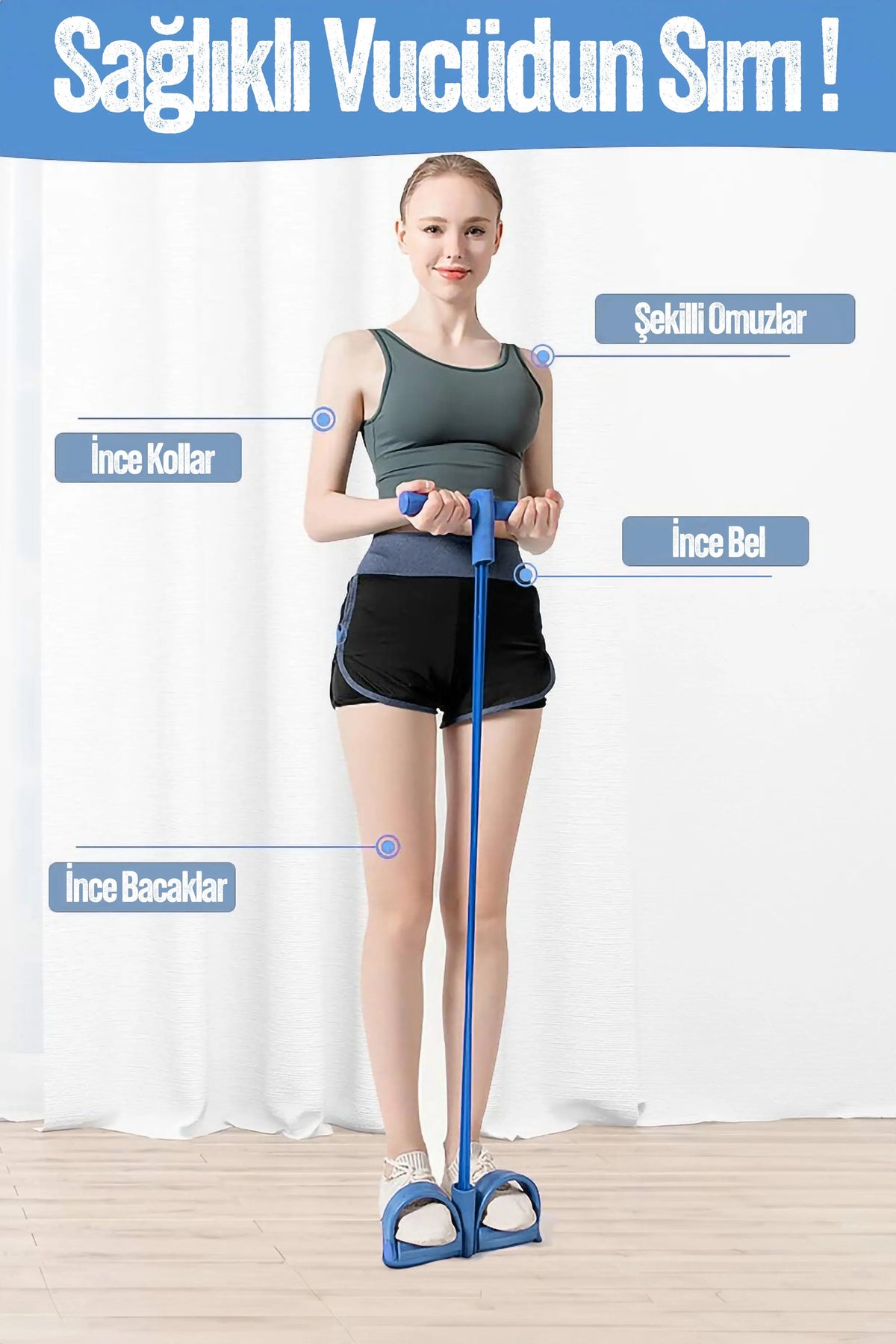 Body Trimmer Çok Fonksiyonlu Pilates Egzersiz Aleti – Direnç Lastikli Karın Kol Bacak ve Tüm Vücut Fitness Spor Aleti
