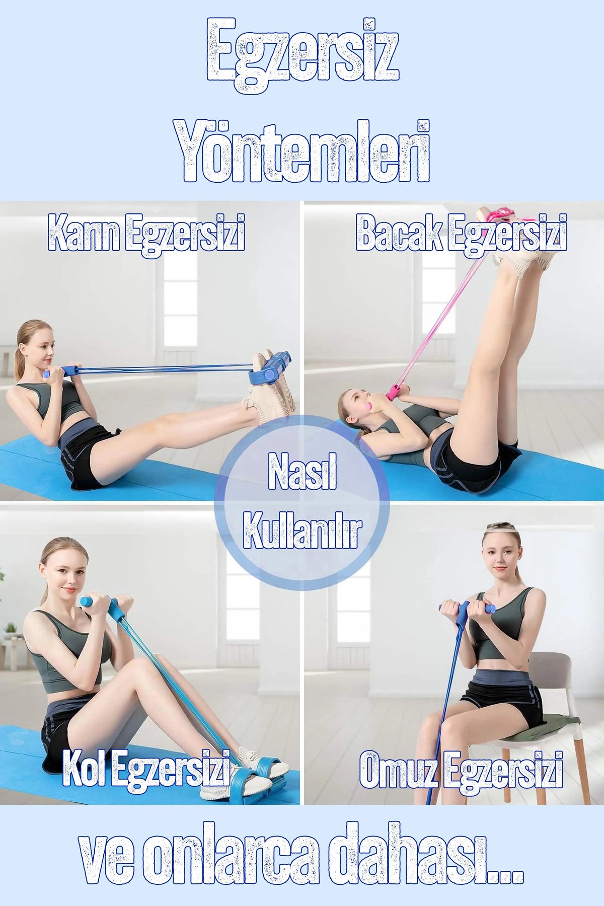 Body Trimmer Çok Fonksiyonlu Pilates Egzersiz Aleti – Direnç Lastikli Karın Kol Bacak ve Tüm Vücut Fitness Spor Aleti