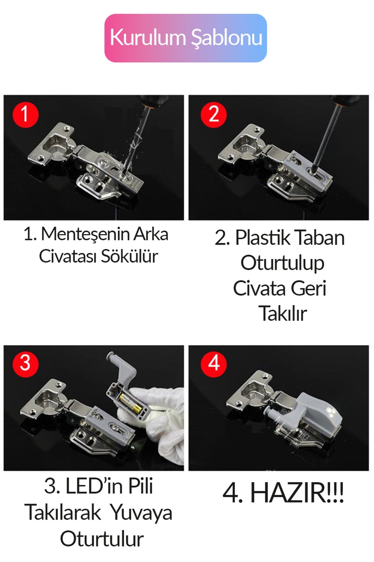 8'li Otomatik Dolap Lambası Mutfak Banyo Gardırop Çekmece Içi Aydınlatma Menteşe Lambası