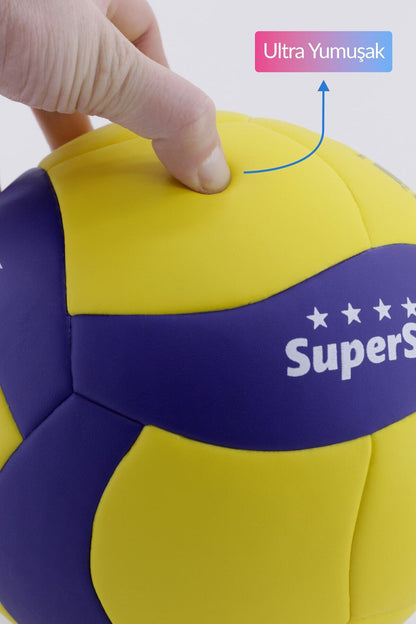 Voleybol Topu Supersoft Yapıştırma Soft Touch Yumuşak Yüzey 18 Panel 5 Numara
