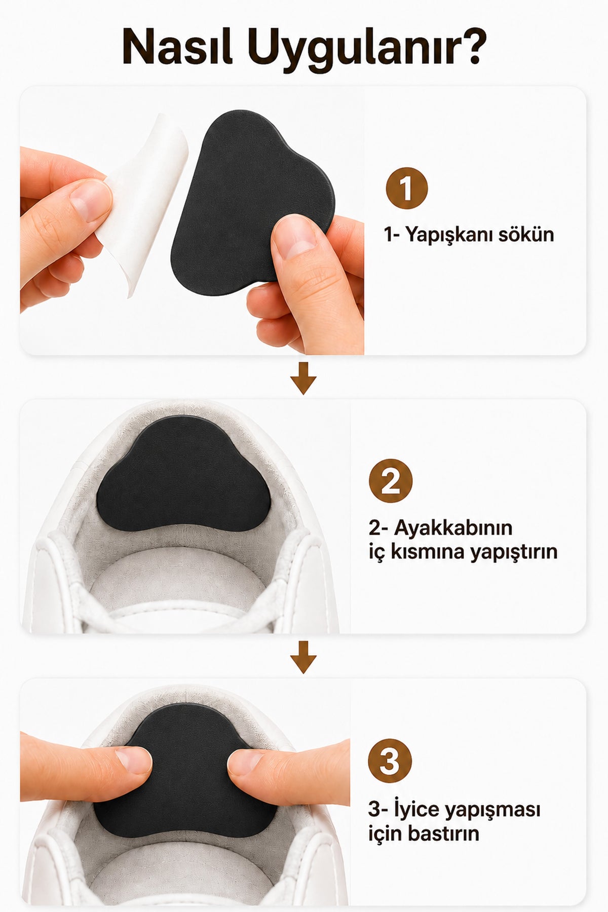 4lü Yapışkanlı Ayakkabı Topuk Yaması Kesilebilir Suni Deri Ayakkabı Tamir Pedi Siyah