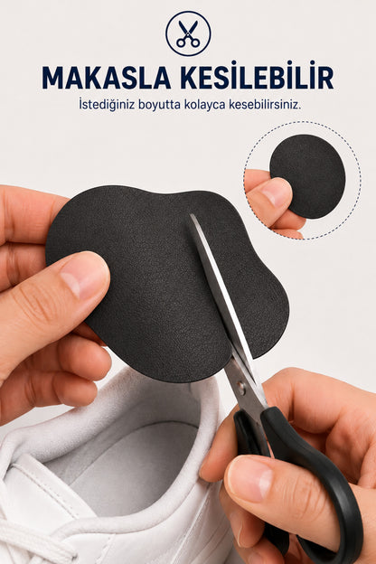4lü Yapışkanlı Ayakkabı Topuk Yaması Kesilebilir Suni Deri Ayakkabı Tamir Pedi Siyah