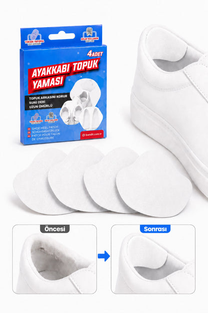 4lü Yapışkanlı Ayakkabı Topuk Yaması Kesilebilir Suni Deri Ayakkabı Tamir Pedi Beyaz