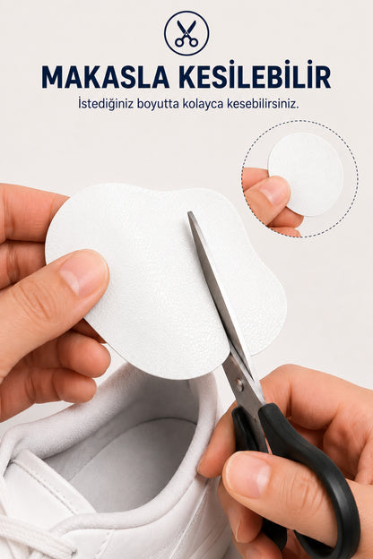 4lü Yapışkanlı Ayakkabı Topuk Yaması Kesilebilir Suni Deri Ayakkabı Tamir Pedi Beyaz