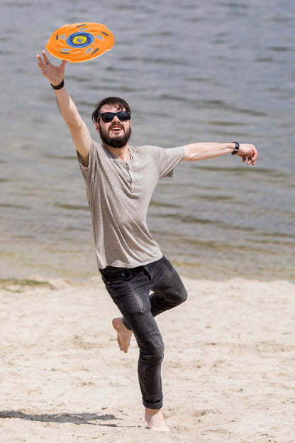 Frisbee Frizbi Fırlatma Diski Disk Atma Oyunu Çocuk Yetişkin Plaj Bahçe Oyuncak 24 Cm Turuncu