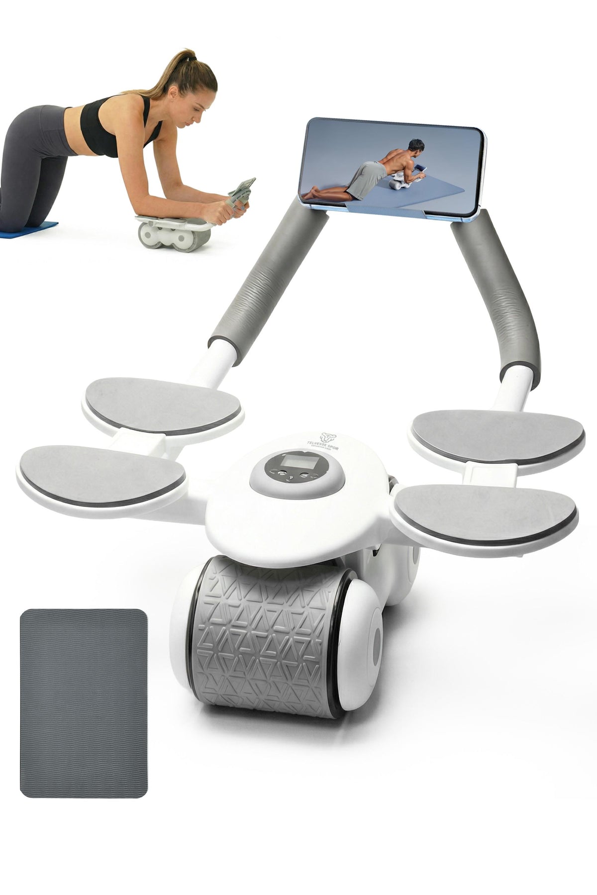 6 Bölge Karın Egzersiz Aleti Ab Roller Mekik Telefon Standlı Ev Spor İncelme Kas Yapma Aleti TWR100