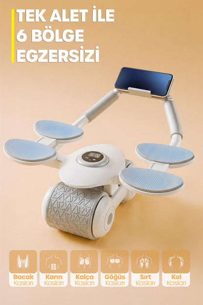 6 Bölge Karın Egzersiz Aleti Ab Roller Mekik Telefon Standlı Ev Spor İncelme Kas Yapma Aleti TWR100