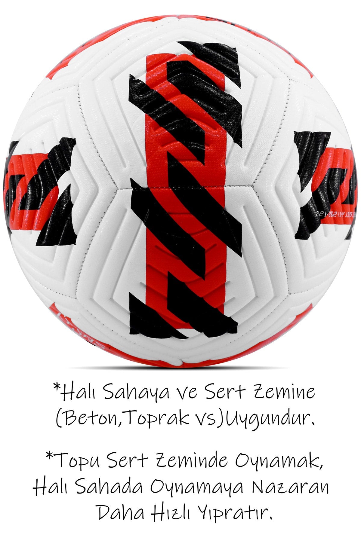 Futbol Topu 3'lü Set Pompa Ve Tekmelik Set Sert Zemin Halı Saha Futbol Topu Kırmızı Hibrit No:5