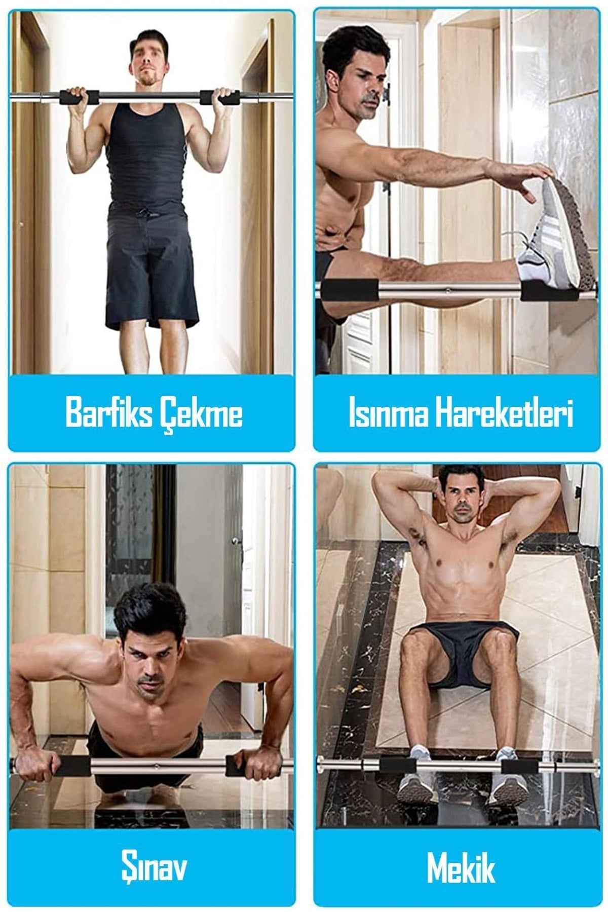 Kapı Barfiksi Süngerli Krom Koridor Barfix Aleti Demiri Şınav Çubuğu Chin Up Pull Up Demiri 80-130cm