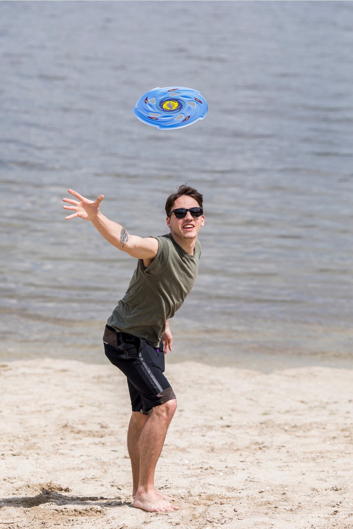 Frisbee Frizbi Fırlatma Diski Disk Atma Oyunu Çocuk Yetişkin Plaj Bahçe Oyuncak 24 Cm Mavi