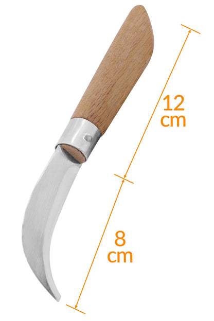 Paslanmaz Eğri Aşı Bıçağı 20 Cm No:2 + Örme Iş Eldiveni
