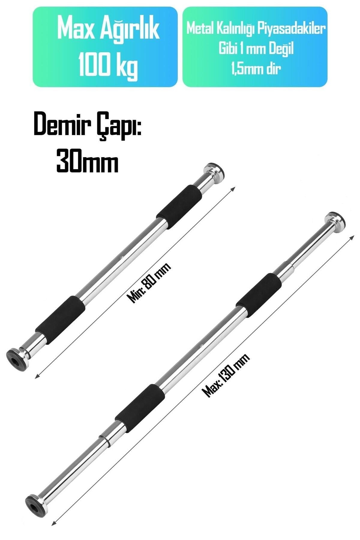 Kapı Barfiksi Süngerli Krom Koridor Barfix Aleti Demiri Şınav Çubuğu Chin Up Pull Up Demiri 80-130cm