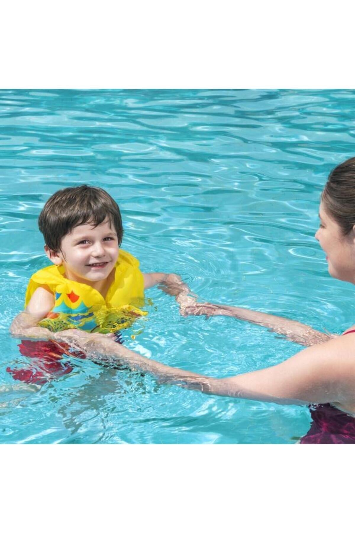 3-6 Yaş Çocuk Yüzme Yeleği Swimvest Şişme Yüzücü Havuz Yelek Can Yeleği Sarı 41x30 cm