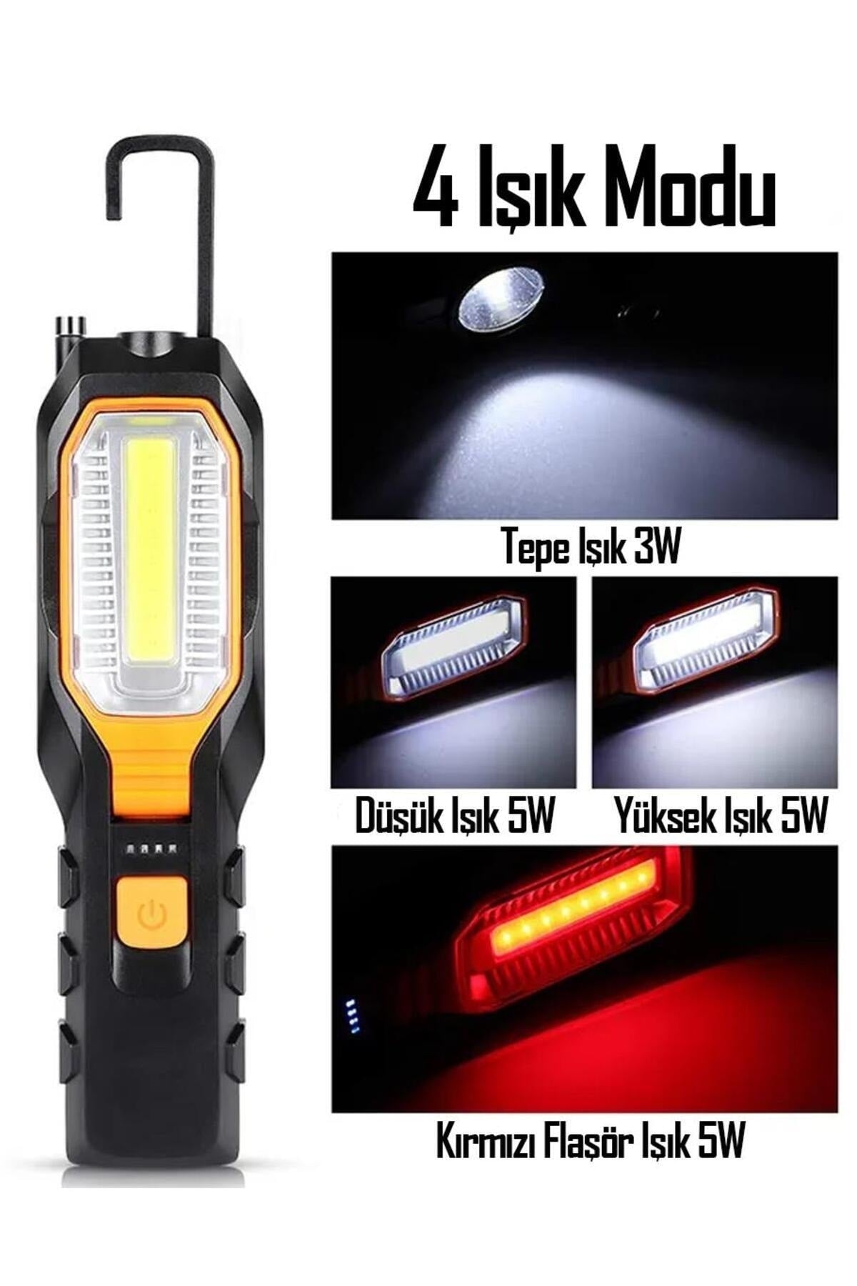 El Feneri 4 Modlu 90° Akrobat LED Çalışma Işığı İş Lambası Darbeye Dayanıklı Mıknatıslı Fener 8W