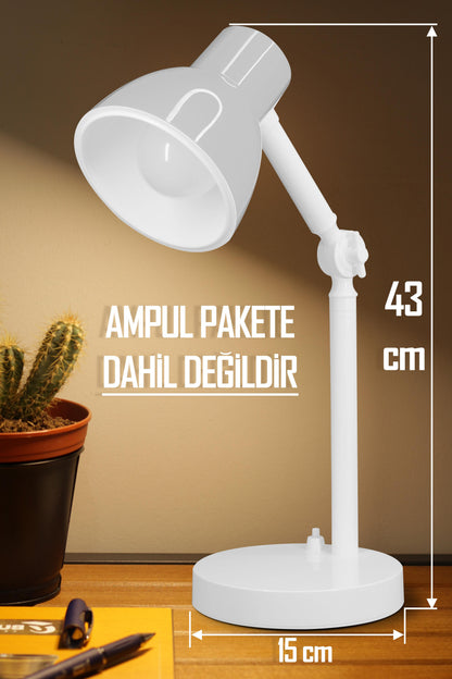 Akrobat Masa Lambası Retro Model Kablolu Elektrikli Ders Çalışma Lamba Kitap Okuma Işığı Beyaz KML