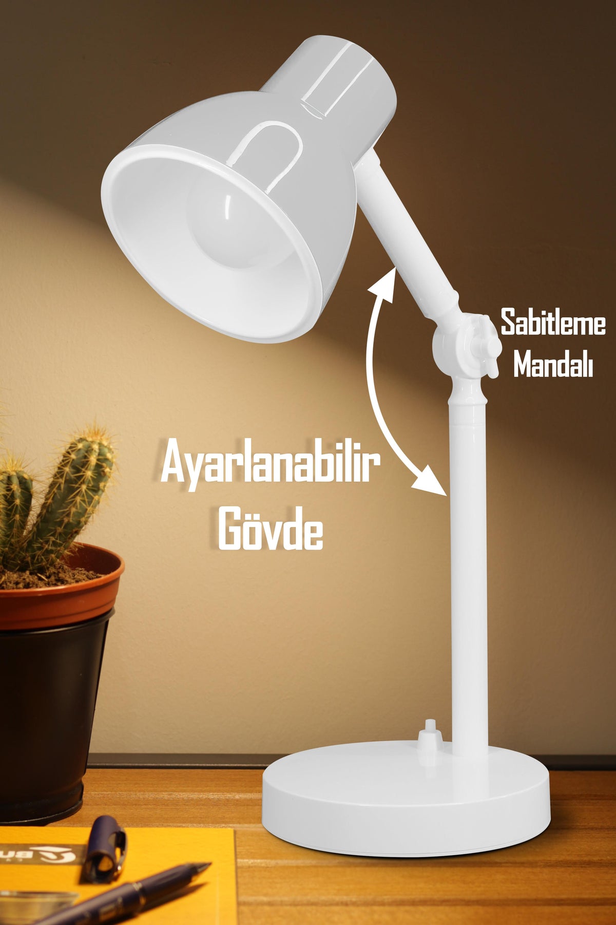 Akrobat Masa Lambası Retro Model Kablolu Elektrikli Ders Çalışma Lamba Kitap Okuma Işığı Beyaz KML