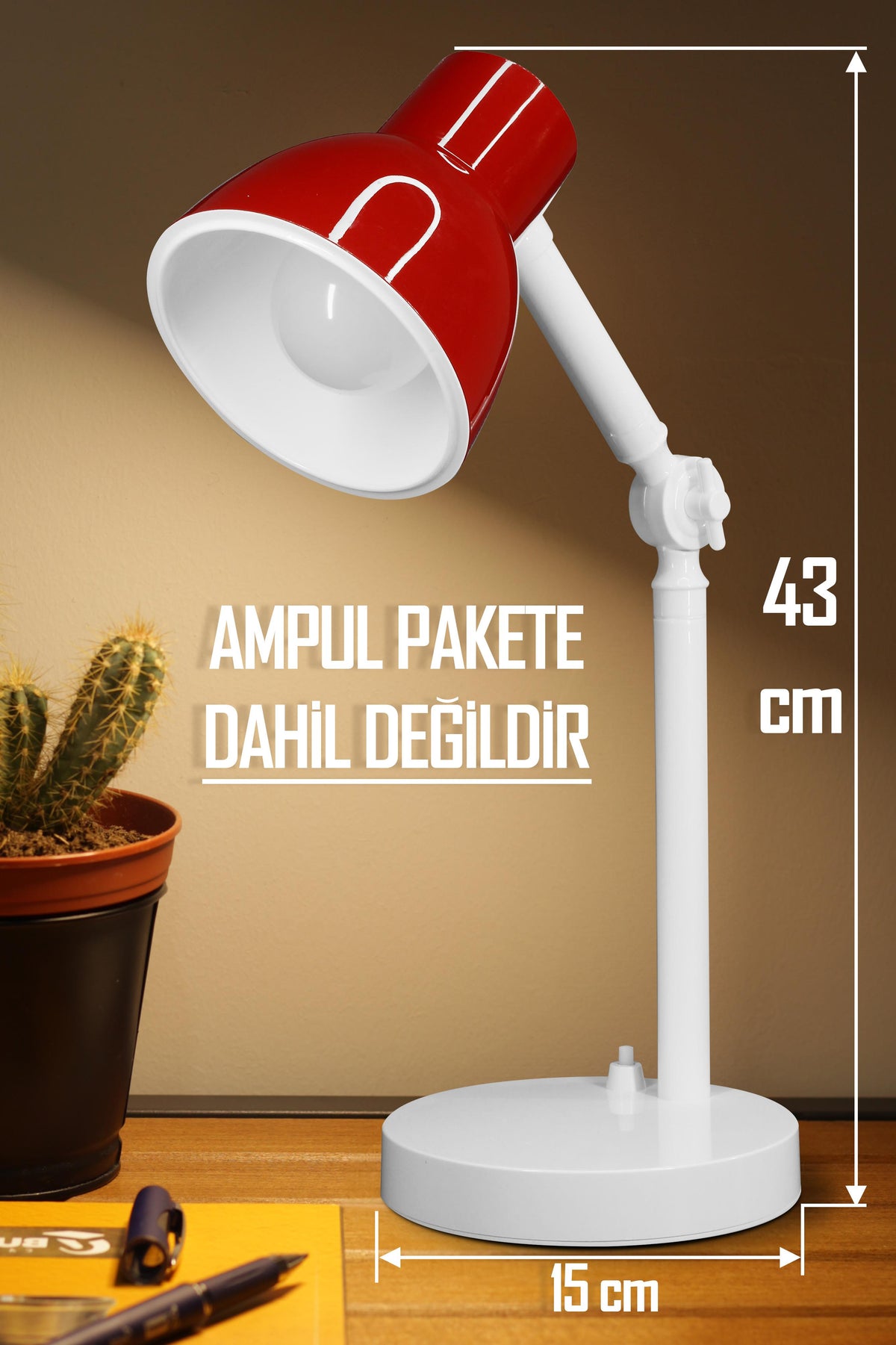Akrobat Masa Lambası Retro Model Kablolu Elektrikli Ders Çalışma Lamba Kitap Okuma Işığı Kırmızı KML