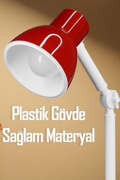 Akrobat Masa Lambası Retro Model Kablolu Elektrikli Ders Çalışma Lamba Kitap Okuma Işığı Kırmızı KML