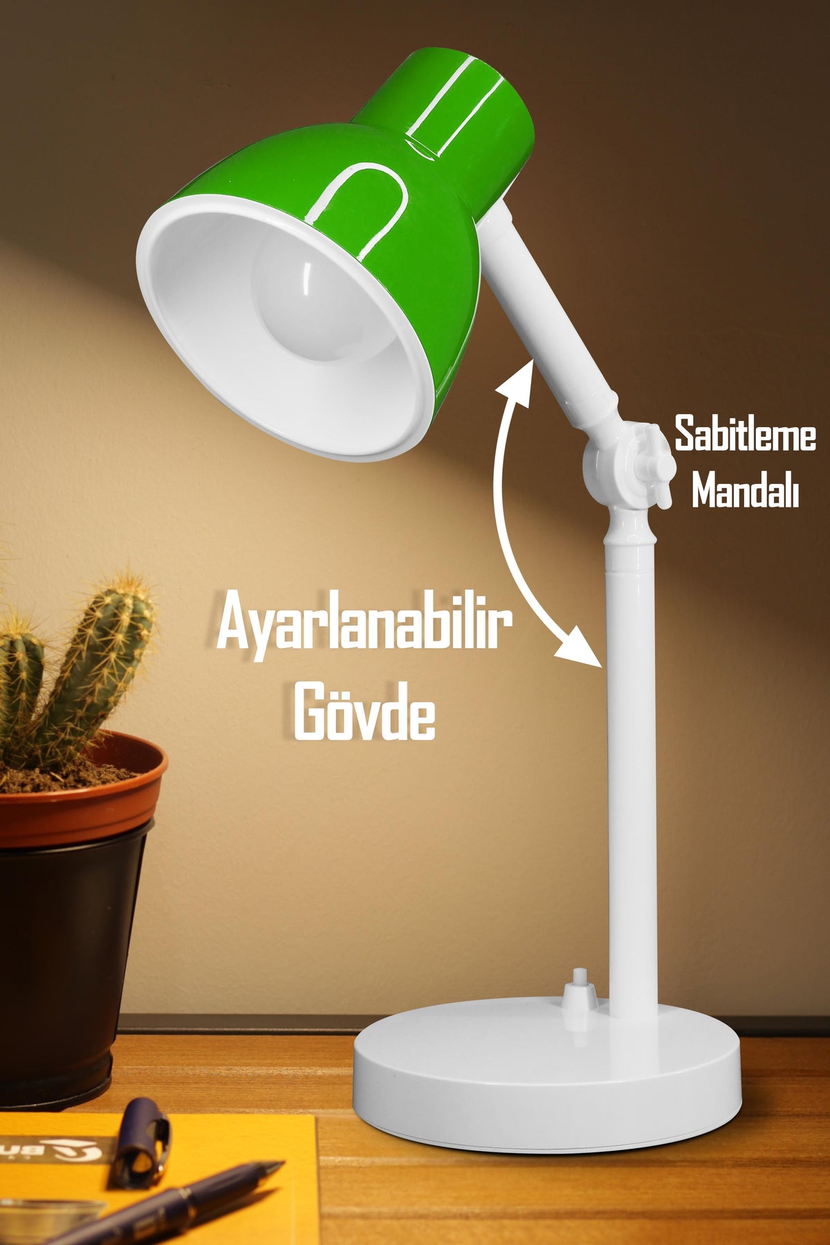 Akrobat Masa Lambası Retro Model Kablolu Elektrikli Ders Çalışma Lamba Kitap Okuma Işığı Yeşil KML