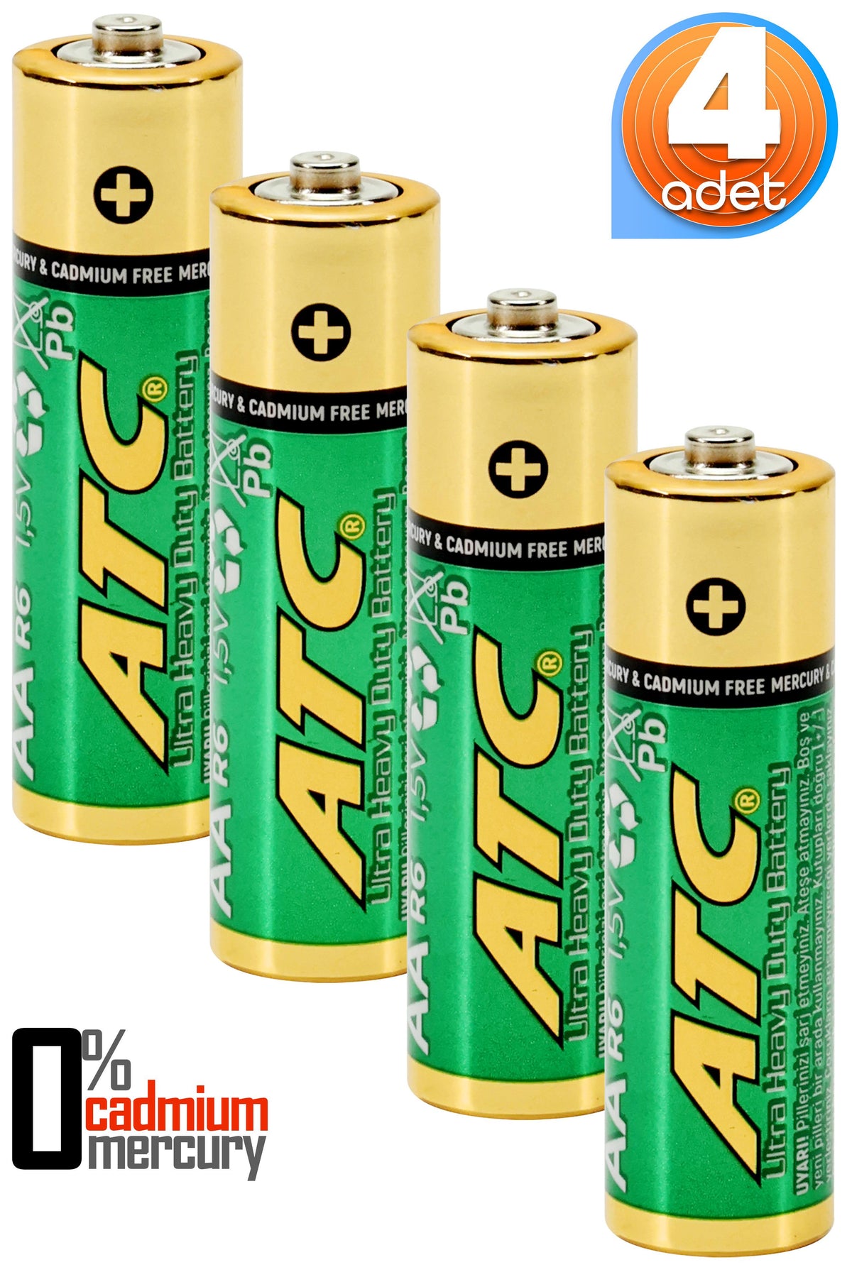 ATC 4lü AA R6 Heavy Duty Kalın Kalem Pil Saat Pili Çinko Karbon Pil Zn-C 1.5V