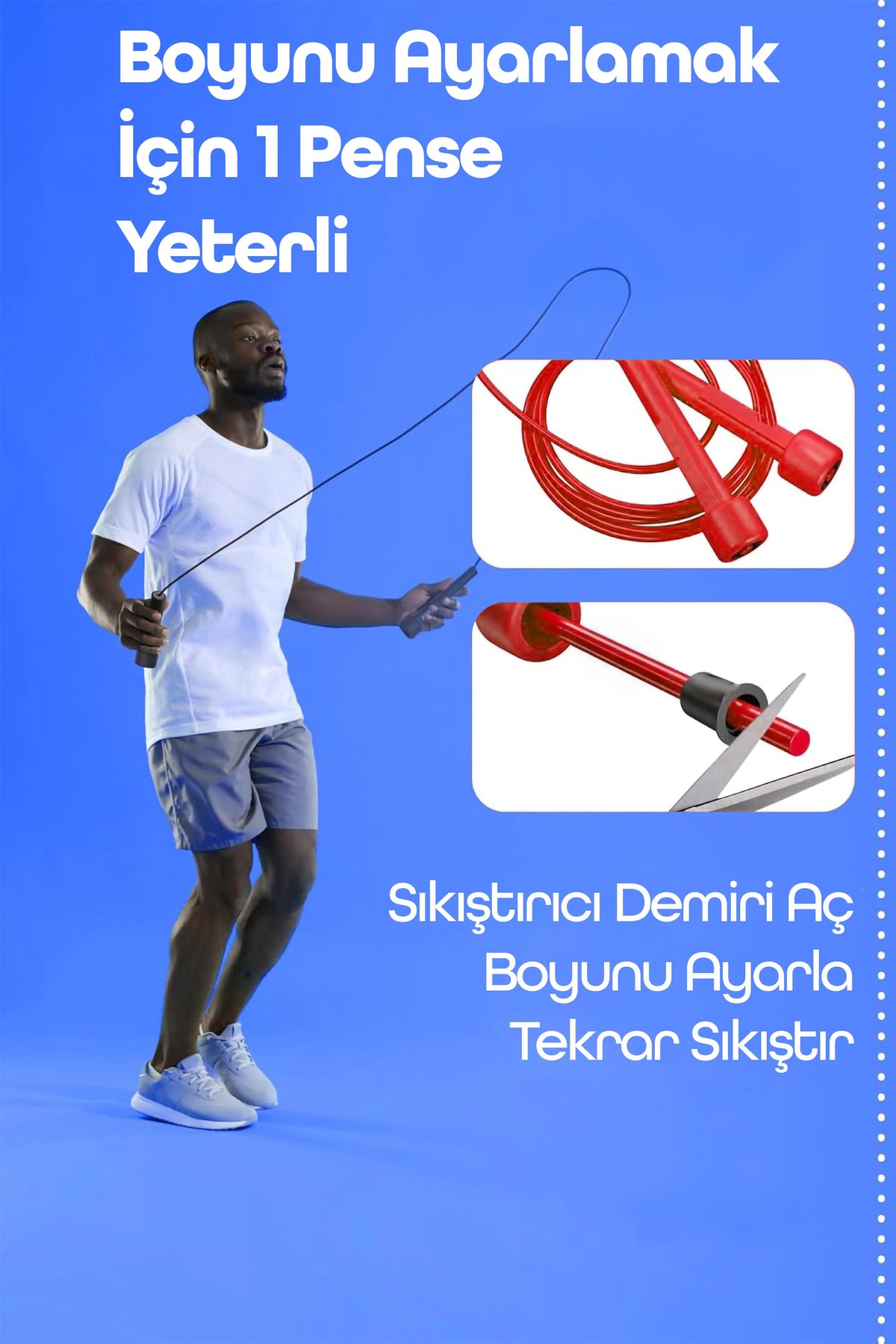 Basic Atlama İpi Uzunluk Ayarlanabilir Atlama Sekme İpi Jump Rope Kırmızı 515