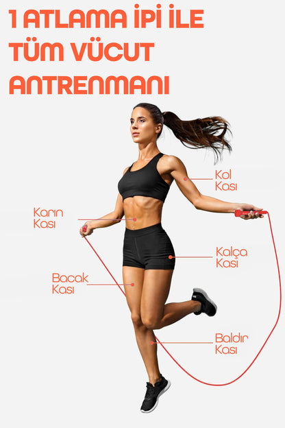 Basic Atlama İpi Uzunluk Ayarlanabilir Atlama Sekme İpi Jump Rope Kırmızı 515