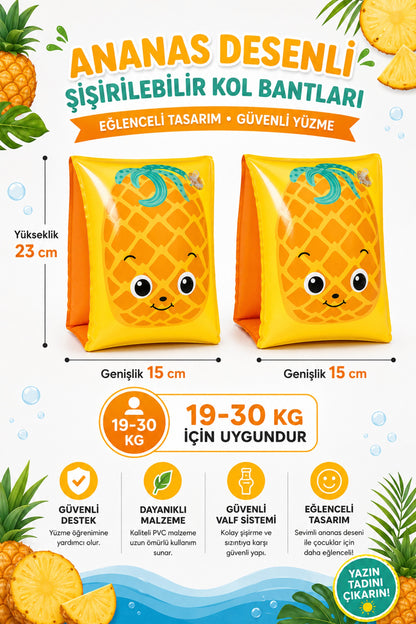 Çocuk Yüzme Kolluğu 19-30 Kg Şişme Deniz Havuz Yüzücü Kolluk Yüzme Kolluğu Ananas 32042