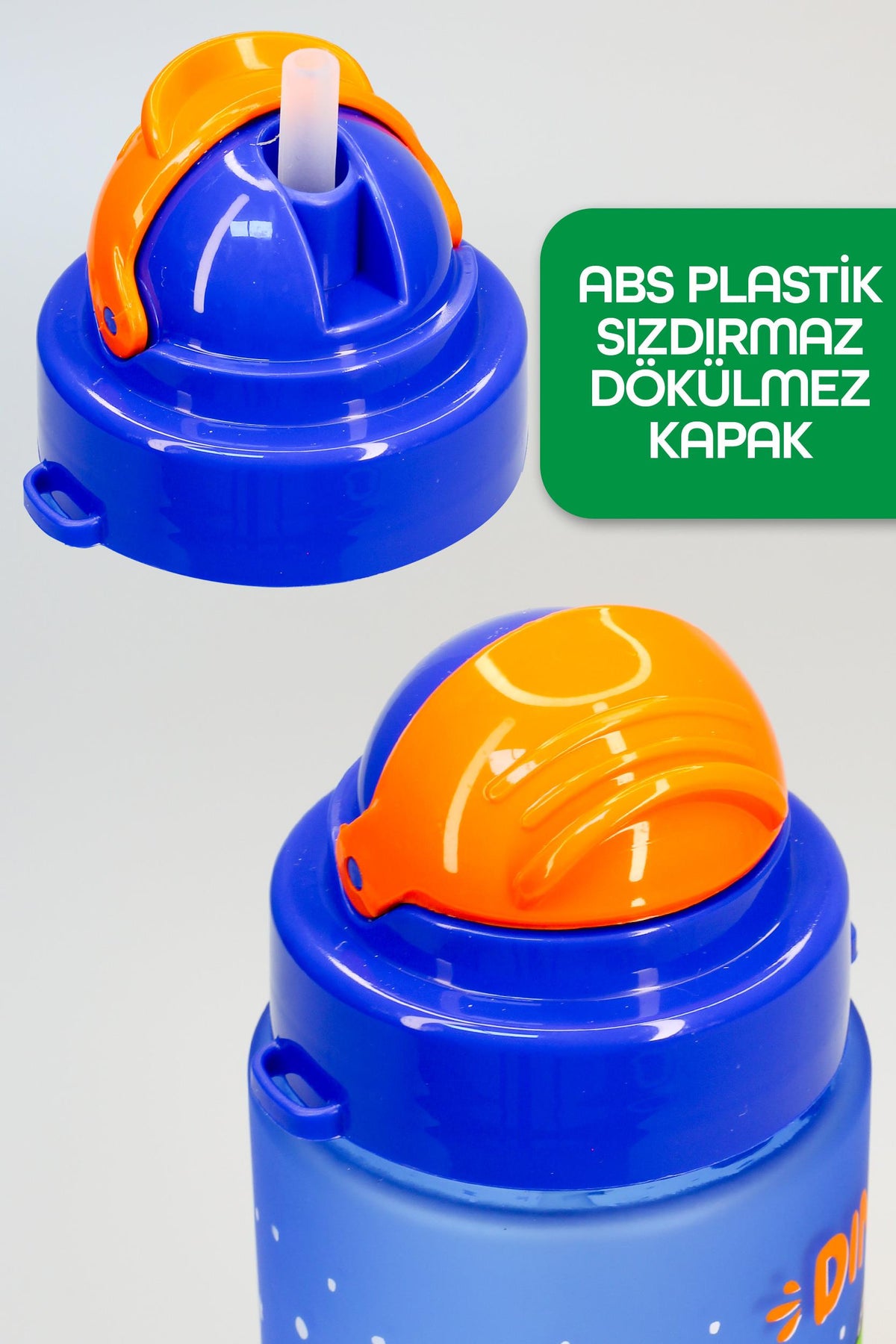 Çocuk Su Matarası Tritan Pipetli Su Şişesi Boyun Askılı Prenses Okul Suluğu BPAsız 500 mL Mor T0107
