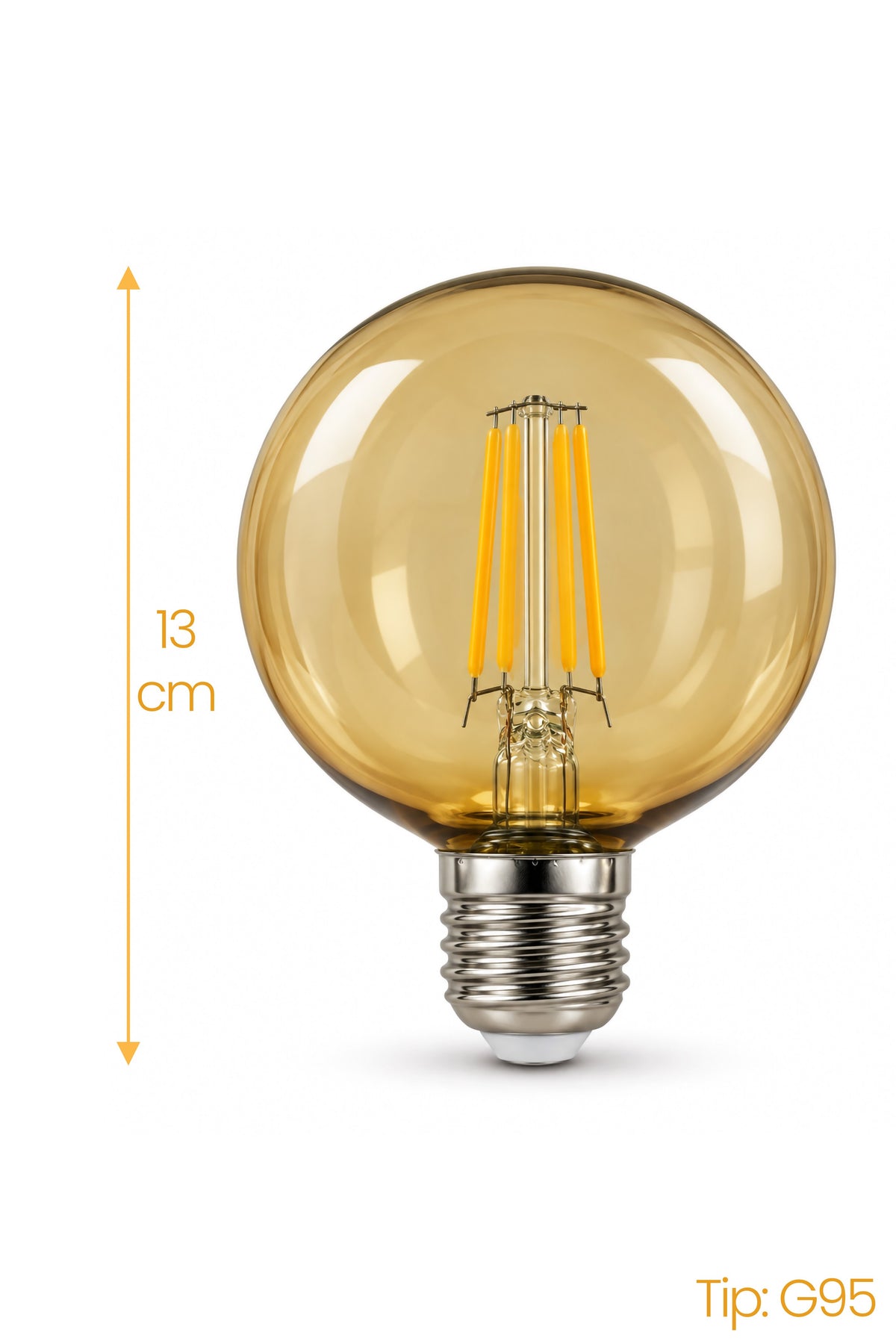 G95 Dimmerli Rustik Gün Işığı 2700K Amber LED Ampul Filament E27 Duylu Filamanlı Edison Ampül