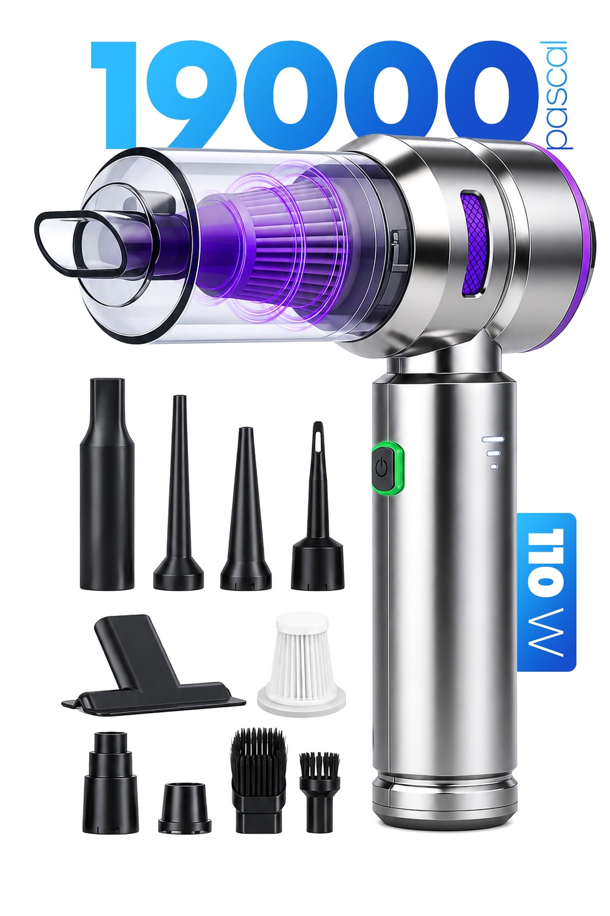 Kablosuz Şarjlı Araç İçi Süpürge 110 W Güçlü Vakum & Üfleme Şişirme Cihazı El Süpürgesi HL121