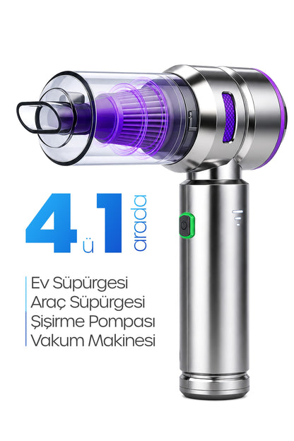 Kablosuz Şarjlı Araç İçi Süpürge 110 W Güçlü Vakum & Üfleme Şişirme Cihazı El Süpürgesi HL121