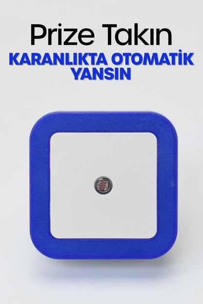 Kare Otomatik Gece Lambası Işığa Duyarlı Karanlık LDR Sensörlü Koridor Mavi GC02