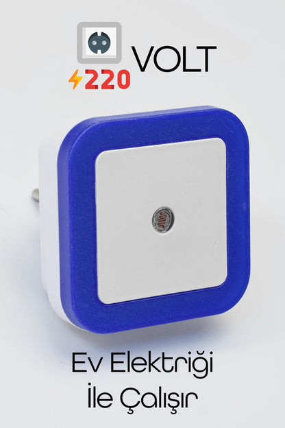 Kare Otomatik Gece Lambası Işığa Duyarlı Karanlık LDR Sensörlü Koridor Mavi GC02