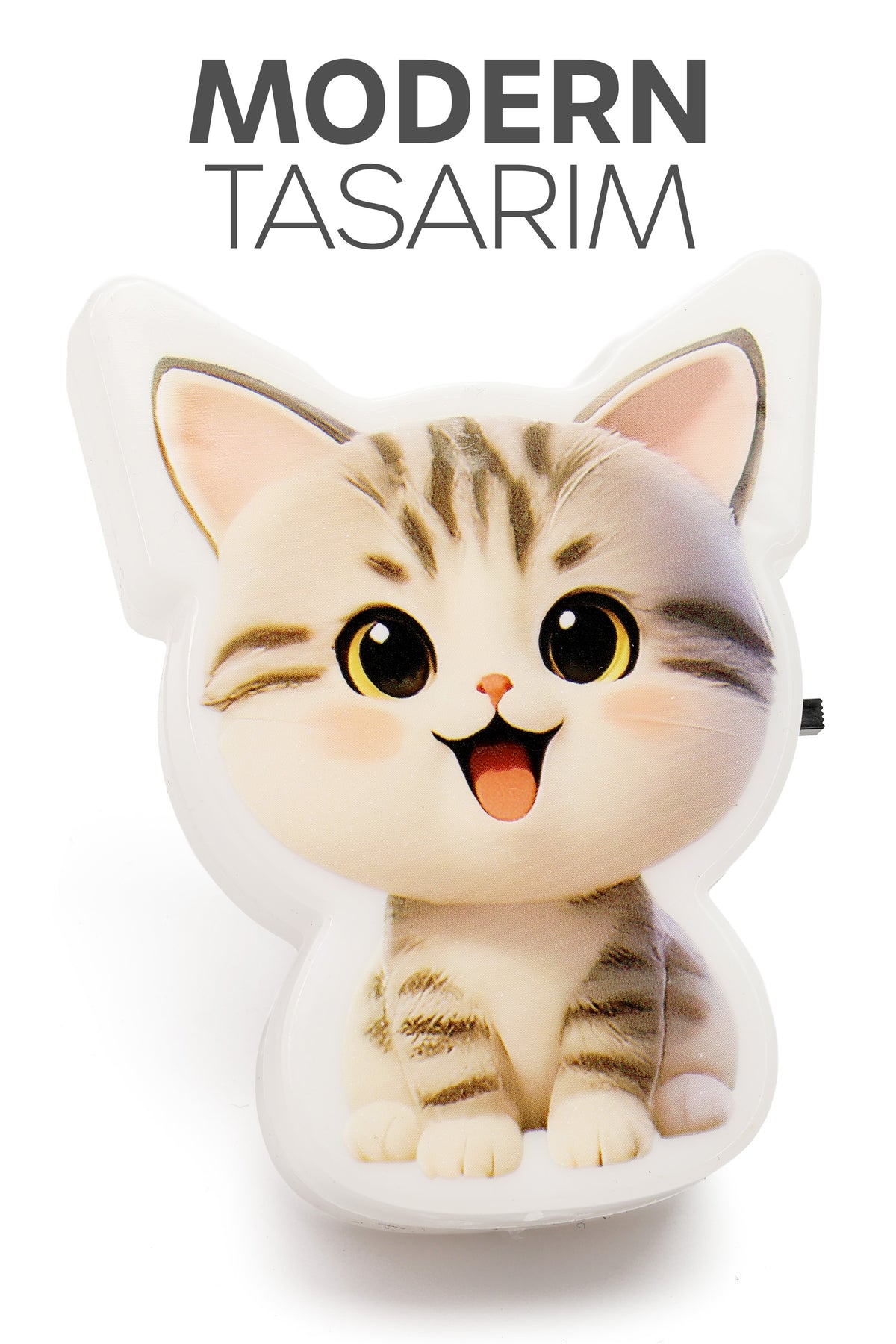 Kedi Gece Lambası ON/OFF Tuşlu Koridor Hol Işığı Uyuma Işığı Beyaz GC19