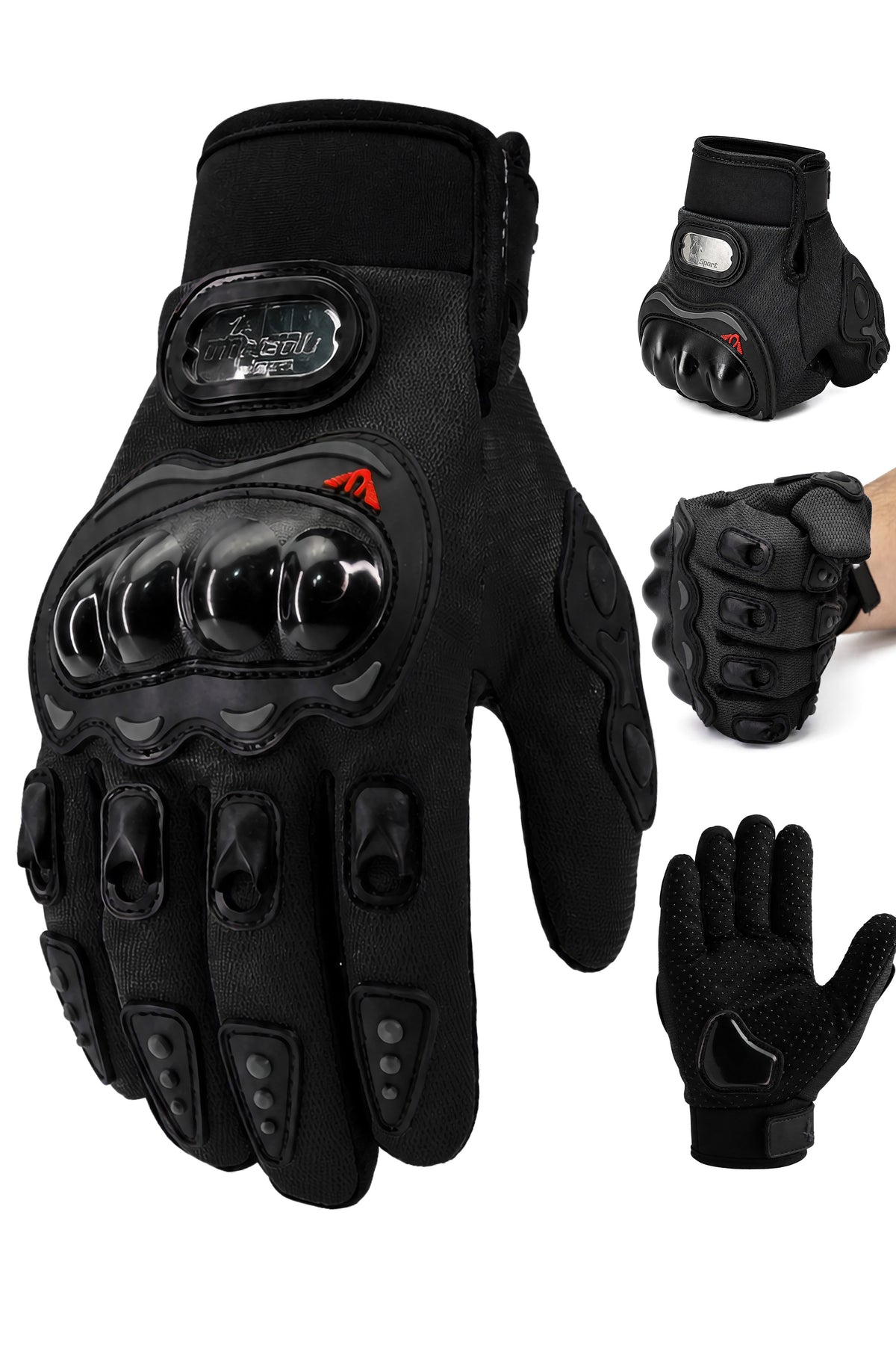 M Beden Korumalı Motosiklet Eldiveni Unisex Bisiklet Motorcu Eldiveni Siyah 113