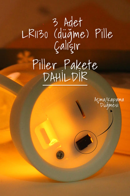 Led Mum Kanatlı Melek Tip Dumansız Pilli Alevli Dekoratif Yapay Mum Işıldak Mor 1037-7