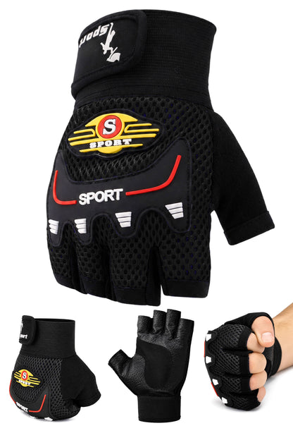 M Beden Kesik Yarım Fitness Gym Ağırlık Kaldırma Spor Eldiveni Unisex Bisiklet Eldiveni Siyah 115