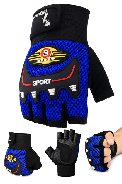 M Beden Kesik Yarım Fitness Gym Ağırlık Kaldırma Spor Eldiveni Unisex Bisiklet Eldiveni Mavi 115