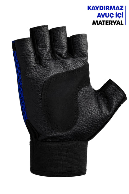 M Beden Kesik Yarım Fitness Gym Ağırlık Kaldırma Spor Eldiveni Unisex Bisiklet Eldiveni Mavi 115