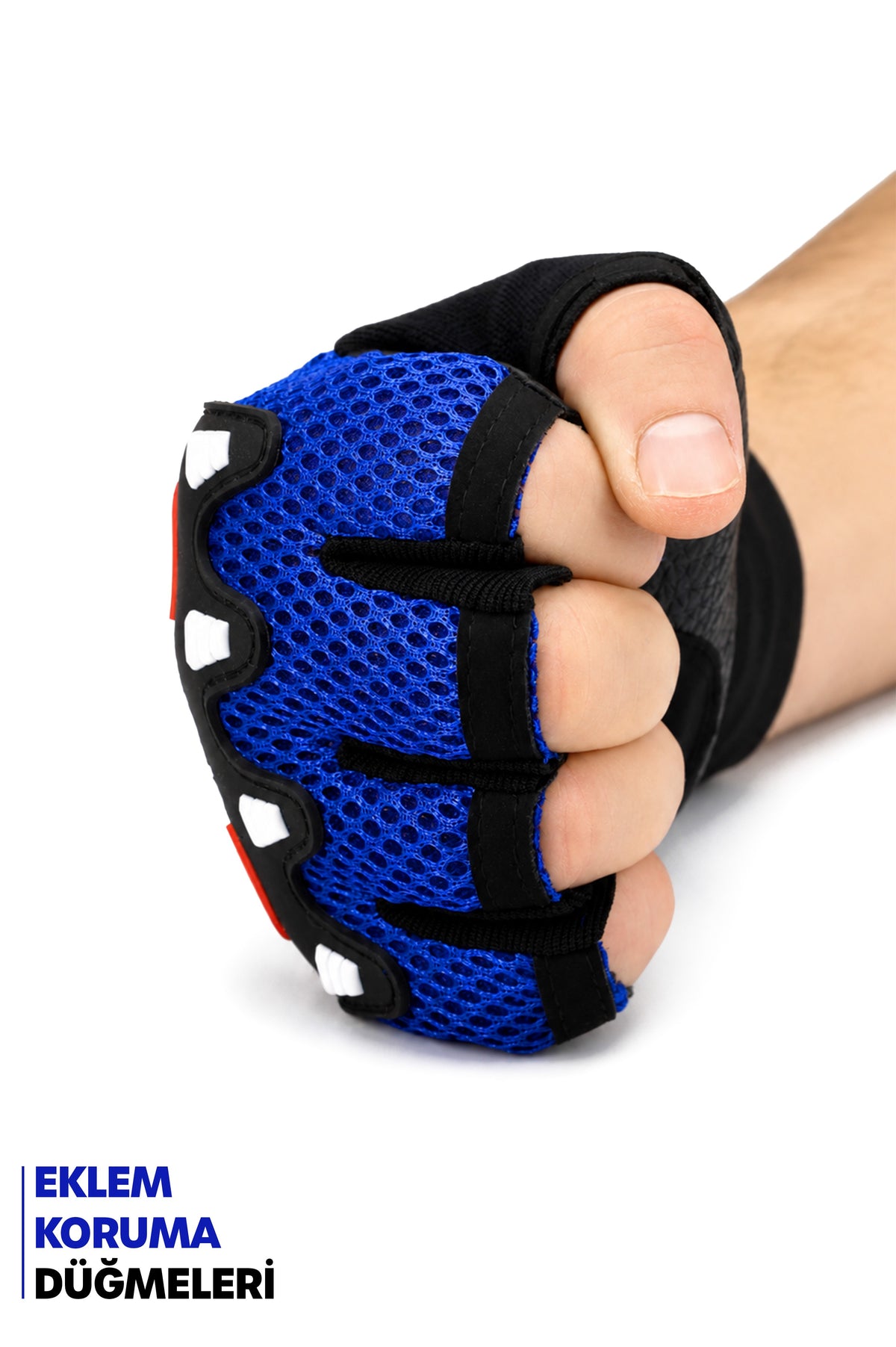 M Beden Kesik Yarım Fitness Gym Ağırlık Kaldırma Spor Eldiveni Unisex Bisiklet Eldiveni Mavi 115